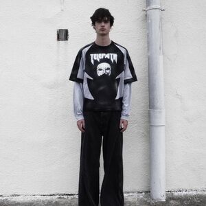 Telepath Mono LS T1 100% Cotton Metal Band Inspired Graphic Acid Wash Sweatshirt